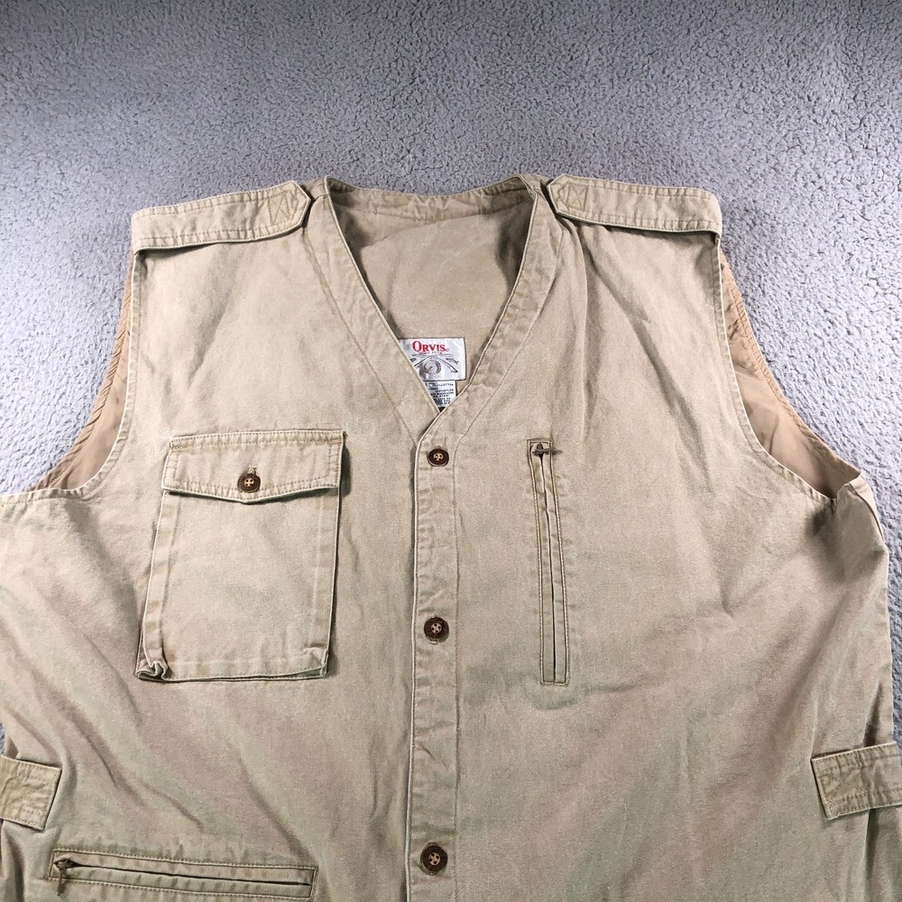 Vintage Orvis Vest Adult Extra Large Beige Khaki Fishing Safari Pockets Utility - Picture 2 of 13